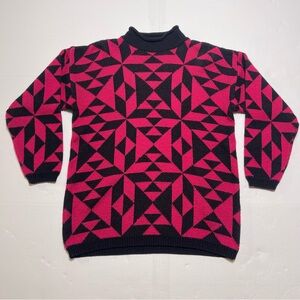 Vintage 90's Stefano International Knit Sweater Women’s Size Small Pink & Black